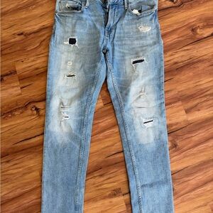 Old Navy Men's Faded Blue Distressed Jeans